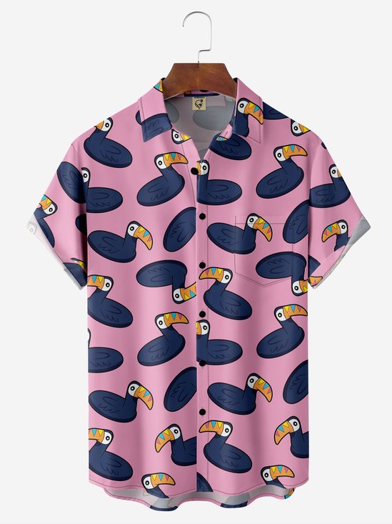 Moisture-wicking Abstract Animal Chest Pocket Hawaiian Shirt