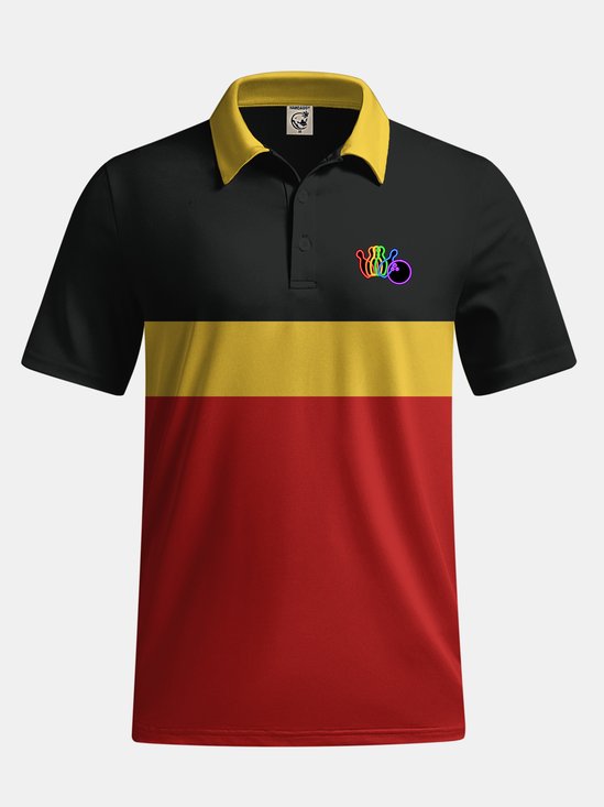 Moisture-wicking Golf Polo Geometry Contrast Color Bowling