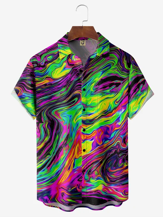 Moisture-wicking Abstract Textured Chest Pocket Casual Shirt