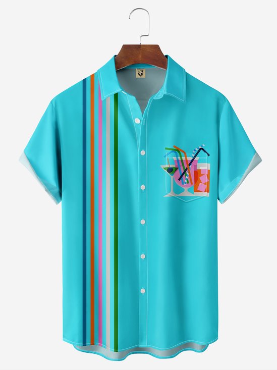 Moisture-wicking Breathable Cocktail Chest Pocket Hawaiian Shirt