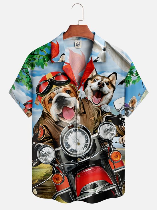 Moisture-wicking funny dog Hawaiian shirt