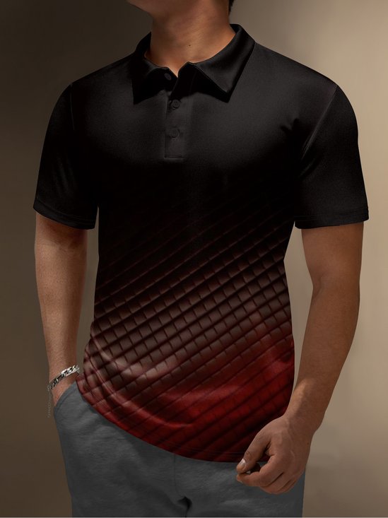 Moisture Wicking Golf Polo 3D Gradient Abstract Geometric