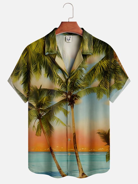 Moisture-wicking Tropical Coconut Tree Hawaiian Shirt
