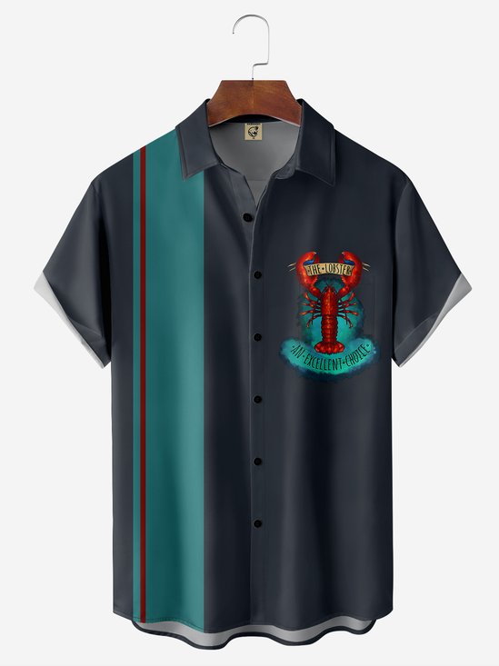 Moisture-wicking Cartoon Chest Pocket Hawaiian Shirt