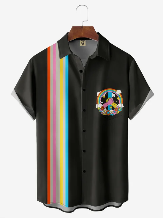 Moisture-wicking Breathable Hippies Chest Pocket Hawaiian Shirt
