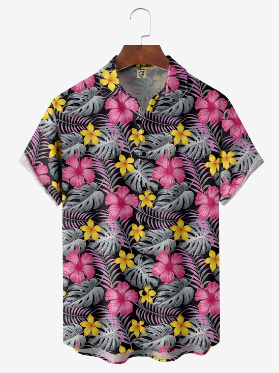 Moisture-Wicking Tropical Floral Print Shirt