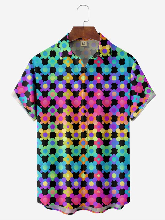 Moisture-Wicking Abstract Geometric Print Shirt