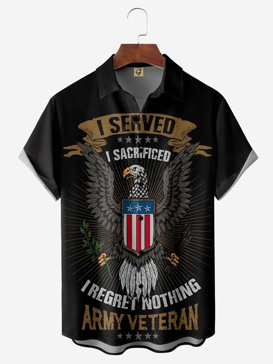 Breathable American Eagle Chest Pocket Hawaiian Shirt
