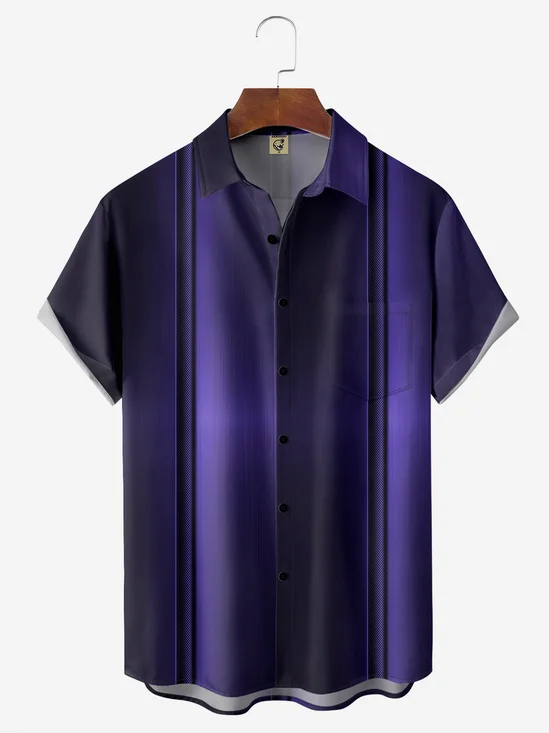 Hardaddy Moisture-wicking Breathable Ombre Chest Pocket Bowling Shirt