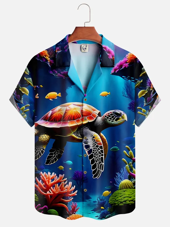 Moisture-wicking Ocean Turtle Hawaiian Shirt