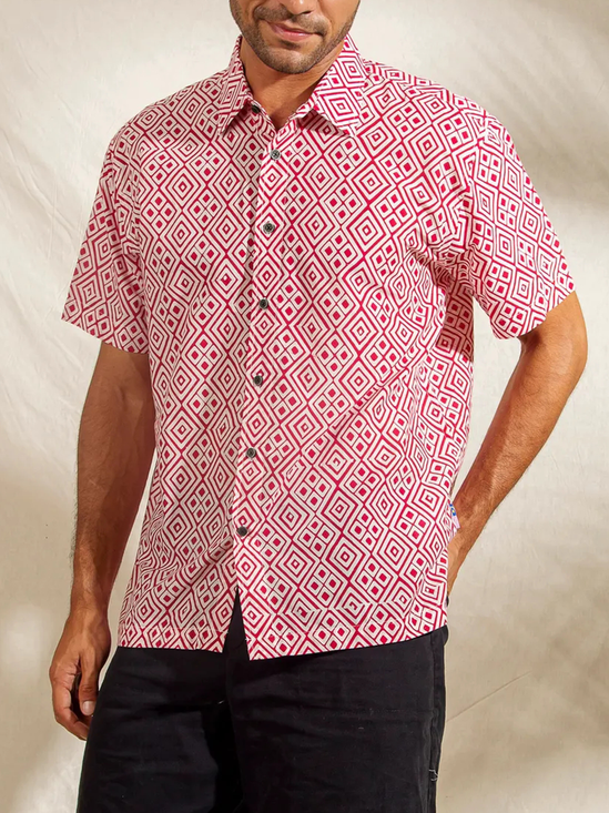 Cotton Ethnic Geometric Casual Shirt