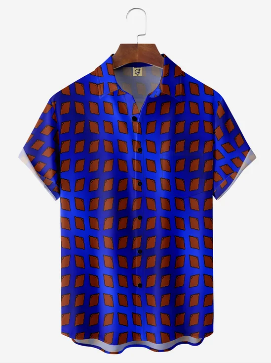 Quick Dry Abstract Pattern Chest Pocket Short Sleeve Casual Shirt