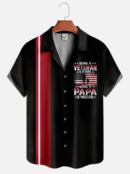 Hardaddy Moisture-wicking American Flag Veteran Father Bowling Shirt