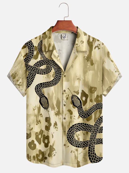 Moisture-wicking Snake Print Casual Shirt