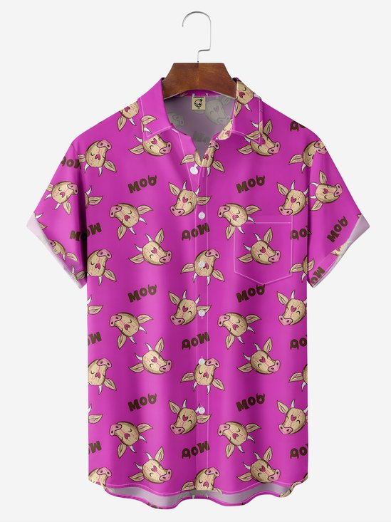 Moisture-wicking Abstract Animal Chest Pocket Casual Shirt