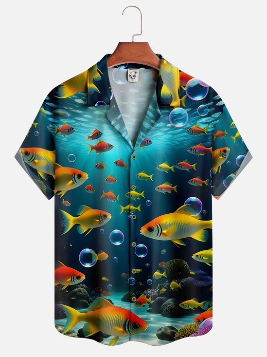 Moisture-wicking Ocean Fish Hawaiian Shirt