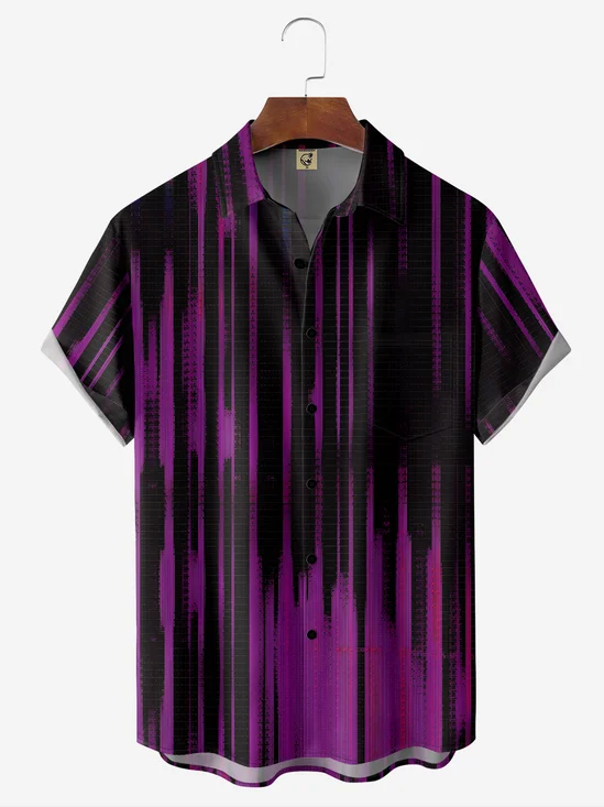 Moisture-wicking Art Stripe Chest Pocket Casual Shirt