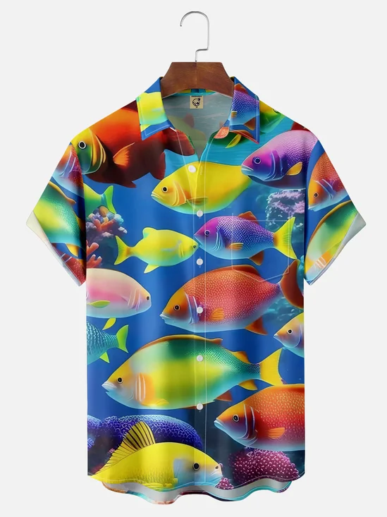 Moisture-wicking Ocean Fish Hawaiian Shirt