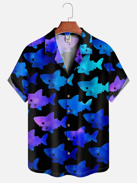 Moisture-wicking Ocean Shark Aloha Shirt