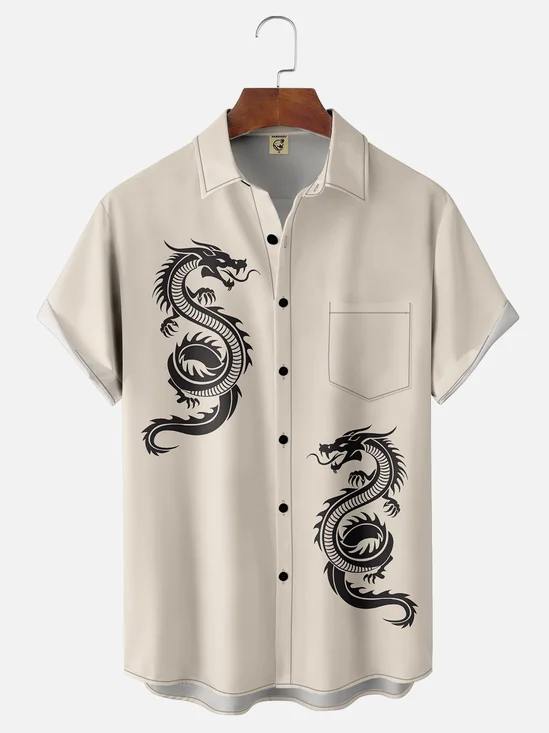 Moisture-wicking Dragon Pattern Casual Shirt