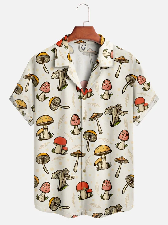 Moisture-wicking Mushroom Hawaiian Shirt