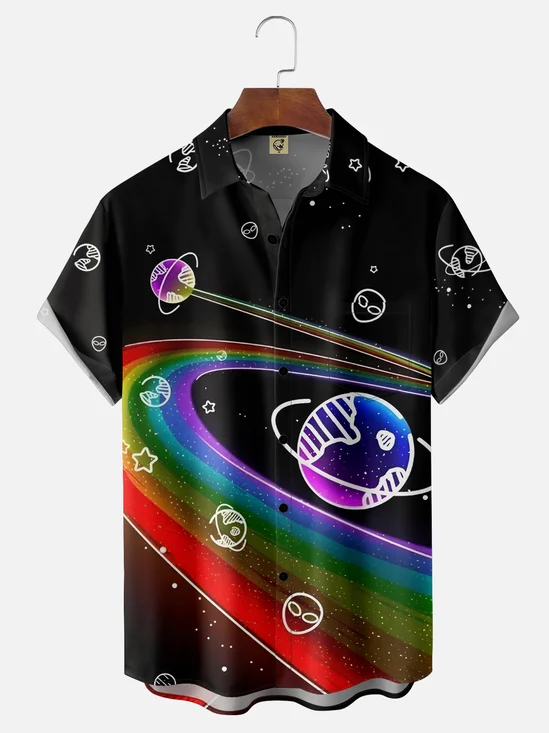 Moisture-wicking Geometric Planet Hawaiian Shirt