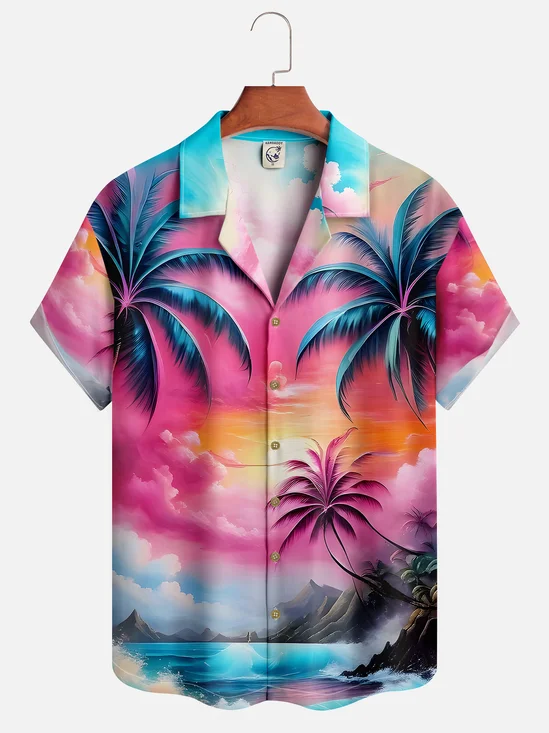 Moisture-wicking Ombre Coconut Short Sleeve Aloha Shirt