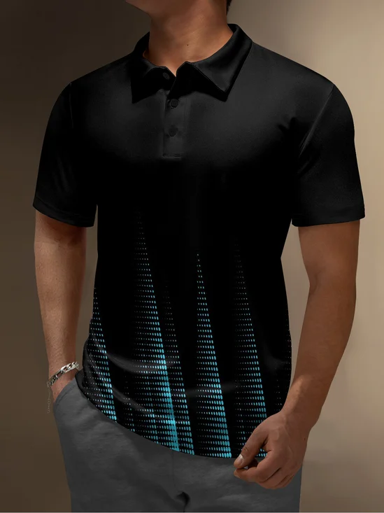 Moisture-wicking Golf Polo 3D Abstract Gradient Wave Dots