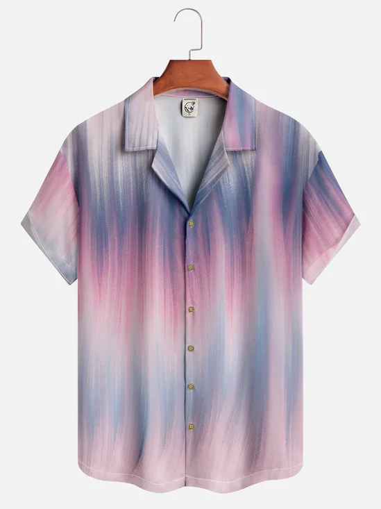 Moisture Wicking Abstract Gradient Geometric Short Sleeve Aloha Shirt
