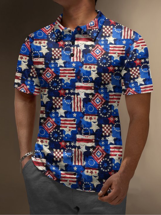 Moisture Wicking Golf Polo Abstract American Flag