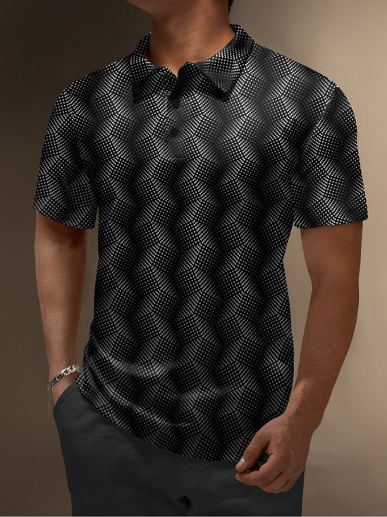 Moisture wicking Golf Polo 3D Gradient Abstract Polka Dots