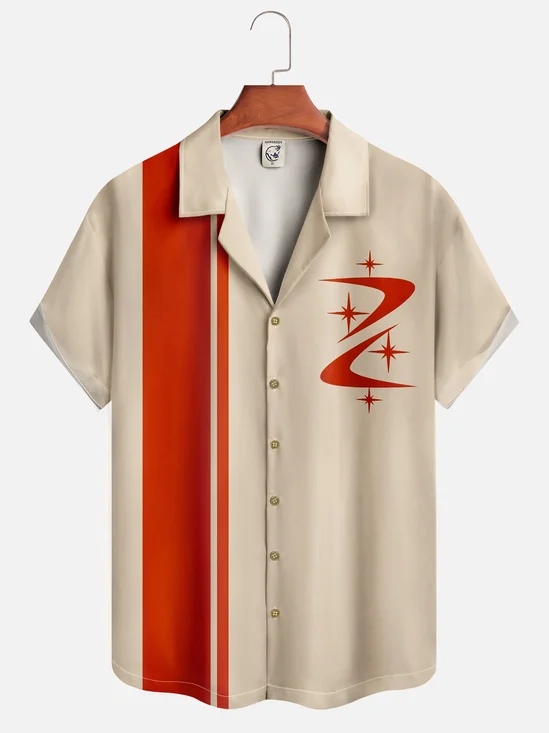 Moisture-wicking Mid-century Geometric Bowling Shirt