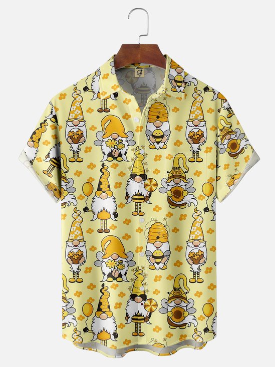 Moisture-wicking Fun Gnome Chest Pocket Hawaiian Shirt