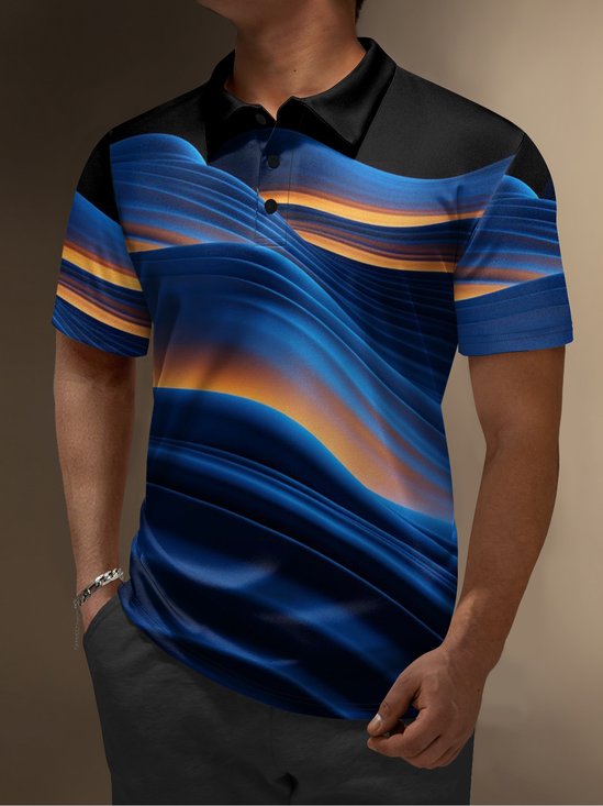 Moisture Wicking Golf Polo 3D Abstract Gradient Color Geometry