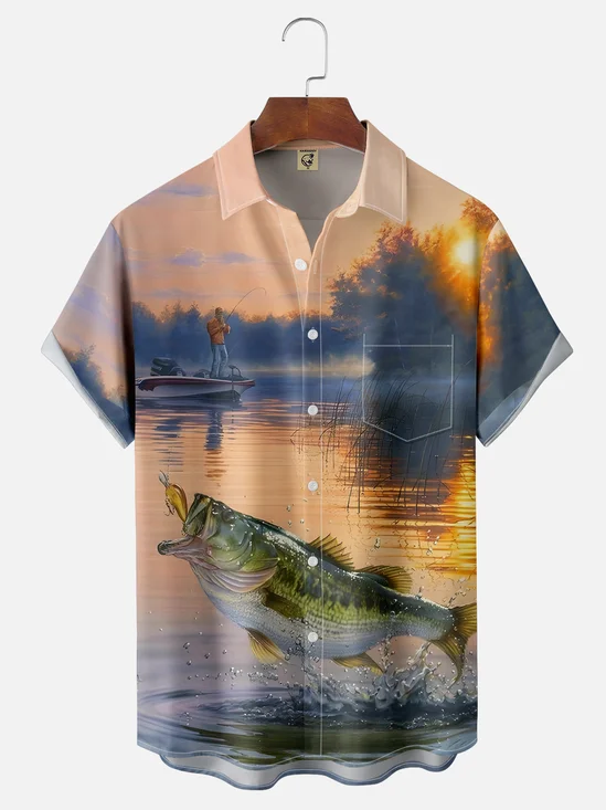Breathable Go Fishing Chest Pocket Casual Shirt