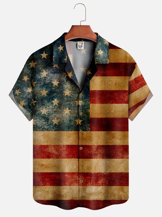 Hardaddy Moisture-wicking American Flag Hawaiian Shirt