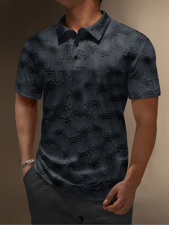 Moisture Wicking Golf Polo 3D Abstract Geometry