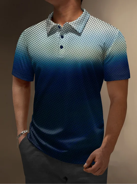Moisture wicking Golf Polo 3D Abstract Gradient Color Polka Dots