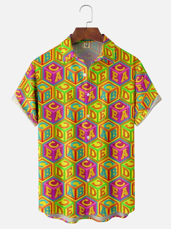 Moisture-wicking Abstract Chest Pocket Hawaiian Shirt