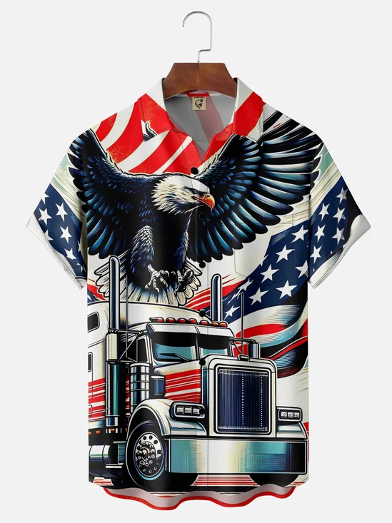National American Eagle Truck Patriotic Wicking Hawaiian Shirt