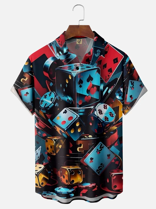 Moisture-wicking Dice Poker Chest Pocket Hawaiian Shirt