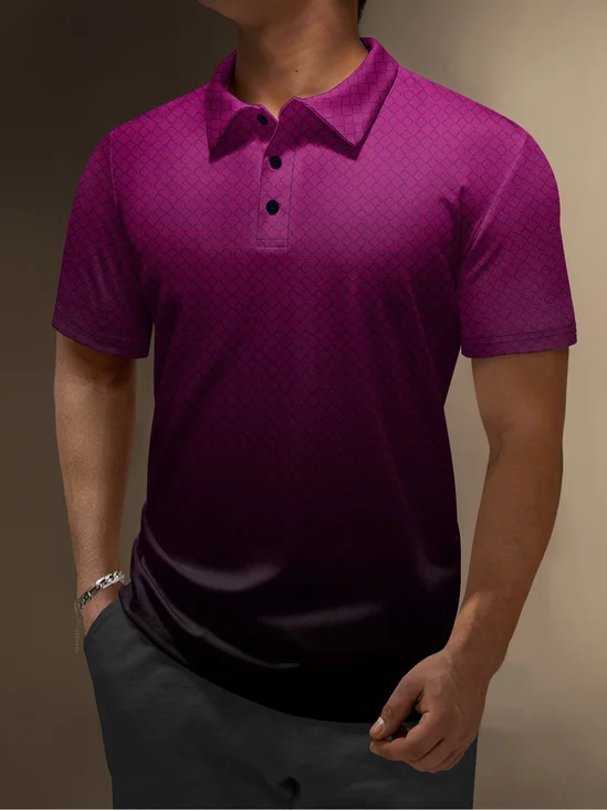 Moisture-wicking Golf Polo 3D Gradient Color Geometry