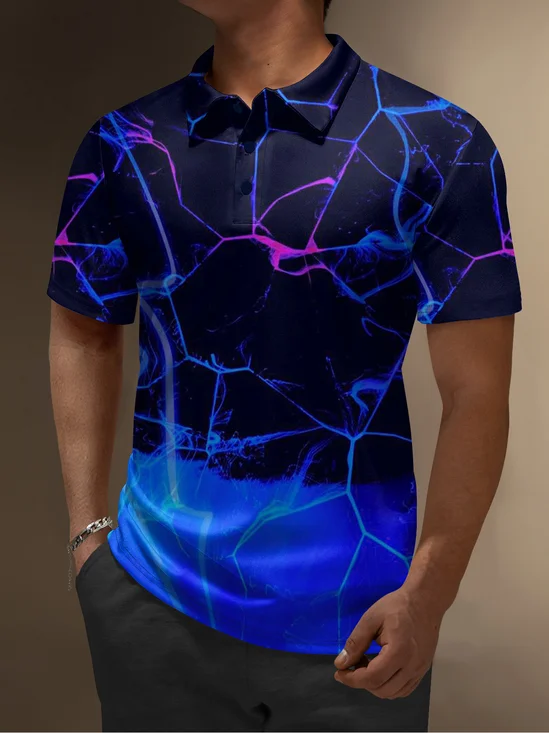 Hardaddy Moisture-wicking Golf Polo 3D Abstract Gradient Color Stripes
