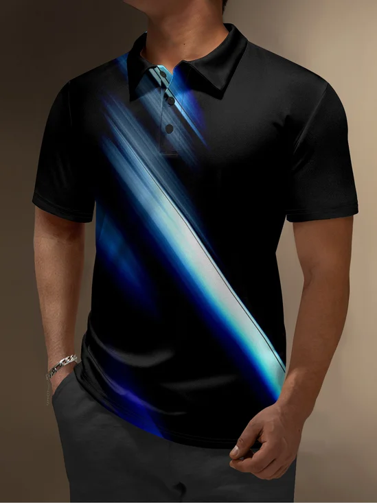 Moisture wicking Golf Polo 3D 3D Abstract Gradient Color Geometry
