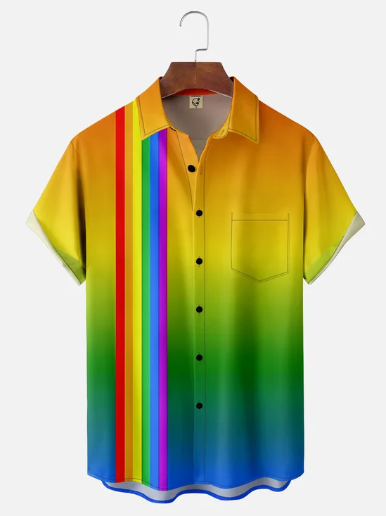 Hardaddy Moisture-wicking Abstract Art Chest Pocket Bowling Shirt
