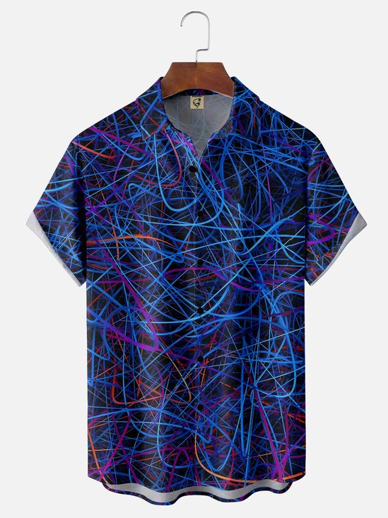 Moisture-wicking Abstract Stripes Hawaiian Shirt