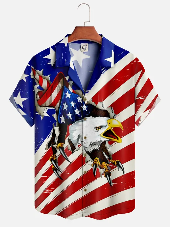 Moisture-wicking American Flag American Eagle Hawaiian Shirt