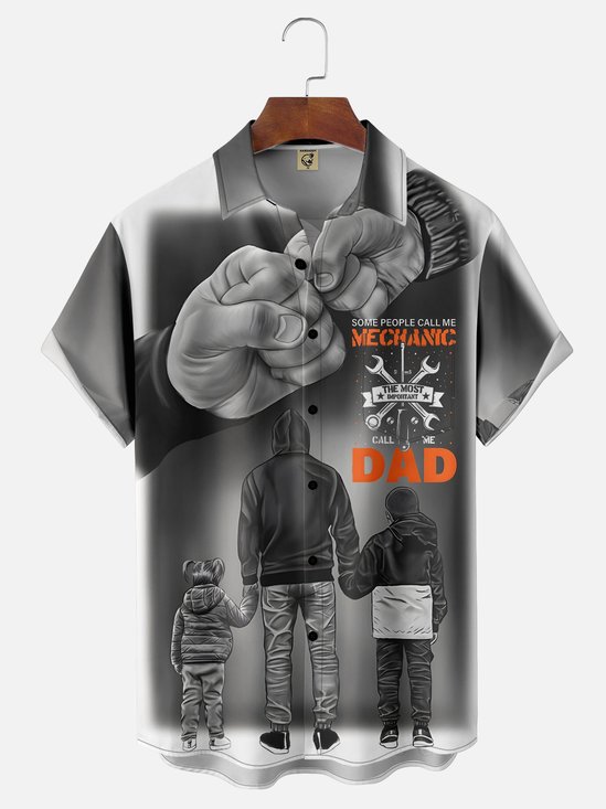 Father's Day Superpapa Breathable Chest Pocket Casual Shirt