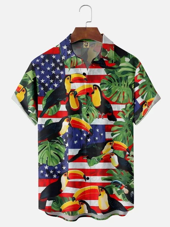 Hardaddy Independence Day National Toucan Parrot Patriotic Wicking Shirt