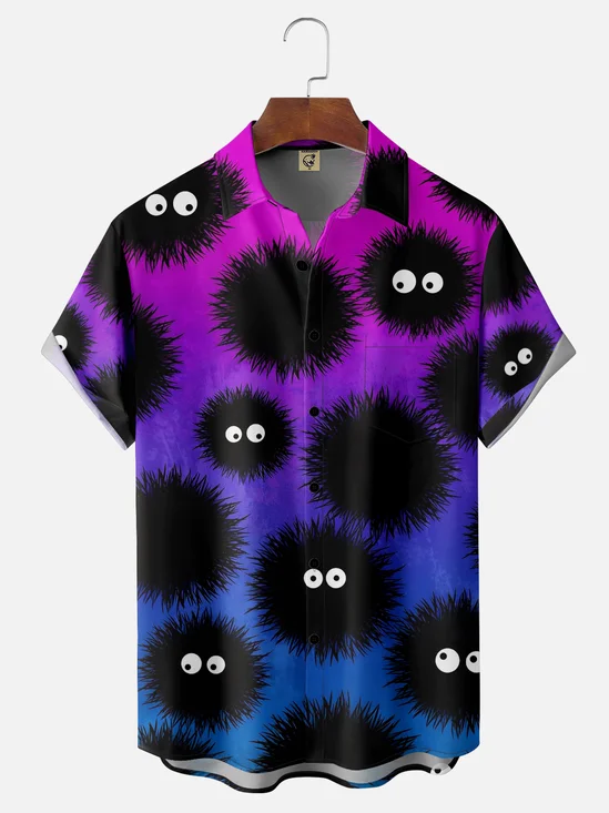 Hardaddy Moisture-wicking Breathable Cartoon Chest Pocket Hawaiian Shirt